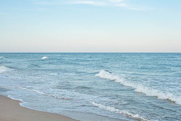 black sea of ​​blue color with small waves