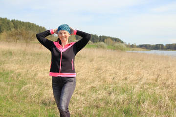 athletic woman on a walk