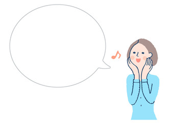 笑顔の女性とふきだし