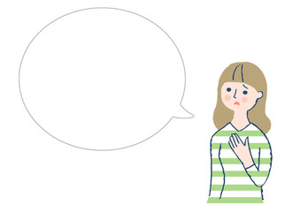 困る女性とふきだし