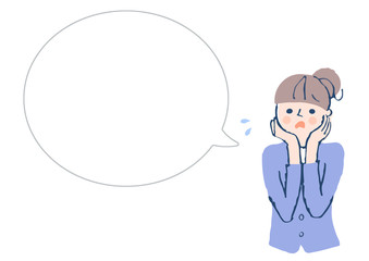 困る女性とふきだし