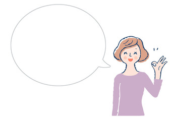 笑顔の女性とふきだし