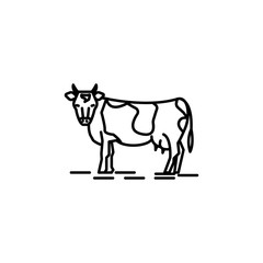 cow line illustration icon on white background