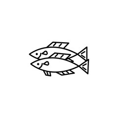 fat fish line illustration icon on white background