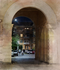 arch in the night city