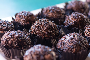 Brigadeiro. Delicious Traditional Brazilian sweet. Selective focus