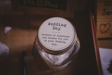Wedding Day wish jar, blessings for the happy couple