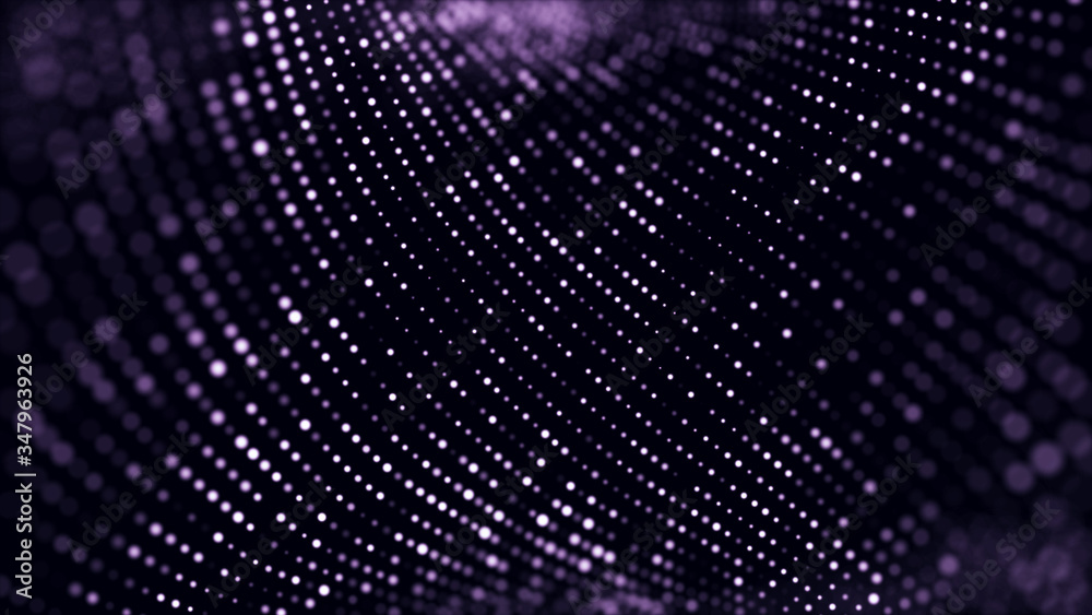 Aufkleber Abstract background with the movement of luminous particles. Digital technology. 3D rendering.