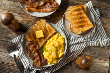 Homemade American Scrambled Egg Breakfast with Bacon