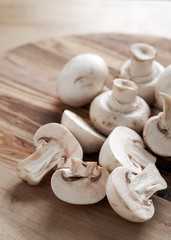 mushrooms on a wooden board