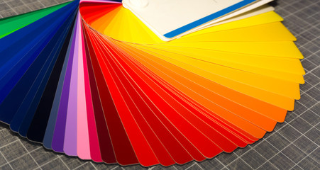Color fan on cutting mat