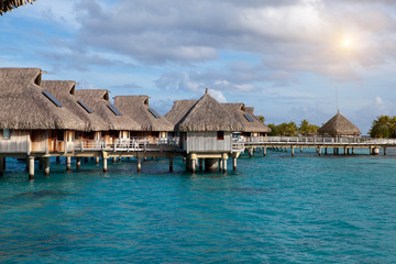 lodges over water and the sea