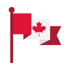 canada day, canadian flag maple leaf national sign flat style icon