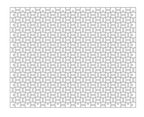 Set of five hundred puzzle pieces. Puzzle with different types of details and the ability to move each part. Black and white vector illustration isolated on white background.