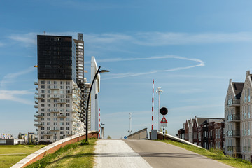 SPIJKENISSE, NETHERLANDS - April 10, 2020House buildings, apartments and city construction concept: outdoor urban view of modern real estate homes in Spijkenisse, thy Netherlands