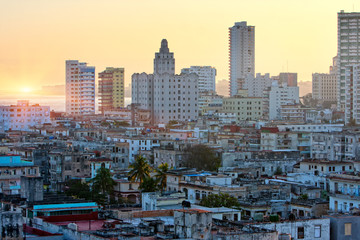 top view of Havana at sunset, Cuba