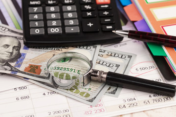 Fototapeta premium calculator, business, pen, finance, accounting, financial, paper, money, office, document, report, calculate, balance, account, tax, graph, economy, banking, budget, chart, data, taxes, white, bank, 