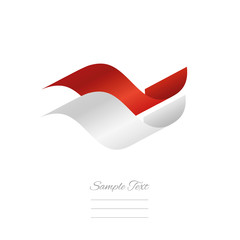 Indonesia abstract flying wavy flag red white ribbon logo icon banner