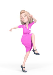blond nurse cartoon is happy and dancing