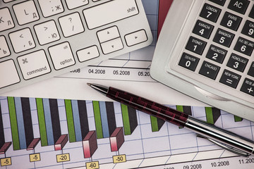 Items for doing business in the office on the table