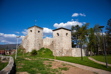 Fototapeta na wymiar Medieval fortress in Pirot, town in east Serbia at early spring