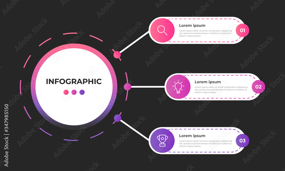 Wall mural Colorful infographic. Business concept with 3 steps.