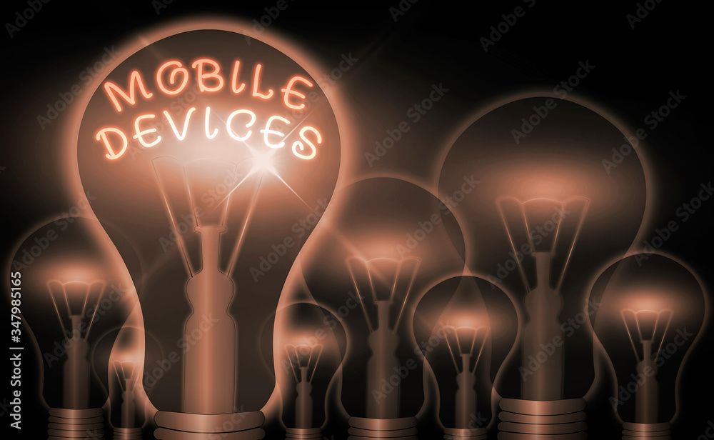 Poster handwriting text writing mobile devices. conceptual photo a portable computing device like smartphon