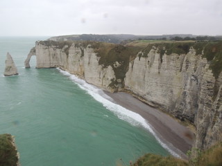 etretat cliffs on a cloudy and windy day