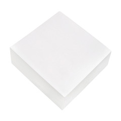 Blank white cardboard box isolated on white background. Square paper box isolated on white background. View from above
