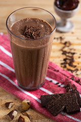 Vegan chocolate smoothie with chestnut milk. Healthy food