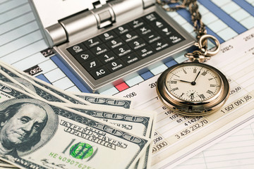 Items for business on bright colors in the office on the table