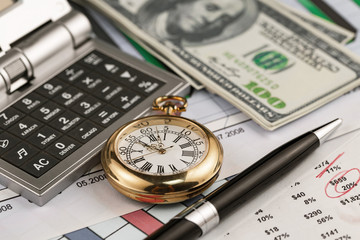 Items for doing business in the office on the table