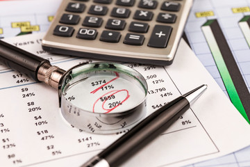 Items for business on bright colors in the office on the table