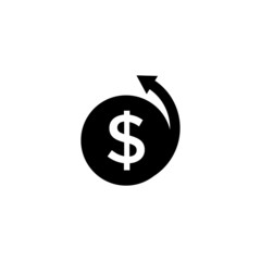 Dollar money and arrow - concept icon design. Cash back sign. Vector illustration.