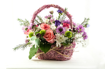 basket with flowers for a holiday