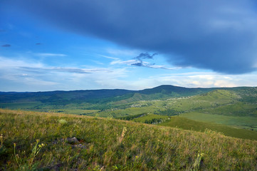 Obraz na płótnie Canvas Green steppes and hills on a summer day. Zabaykalsky Krai. Russia.