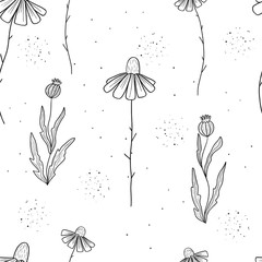 Materiał do szycia Floral raster seamless pattern. Floral botanical motifs. Illustration with flowers can be used for wallpapers, pattern fills, web page backgrounds,surface textures. Gorgeous floral arrangement