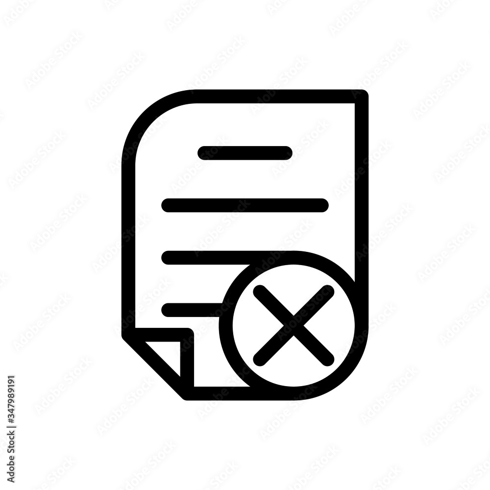 Fototapete reject form icon in line art style, refusal document icon, flat illustration of refuse document file