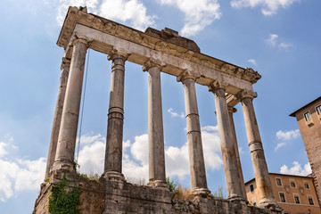 Temple of Saturn in Rome, Italy.