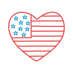 Usa flag heart line and fill style icon vector design