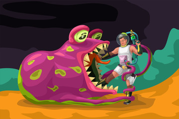 big pink creature vs human