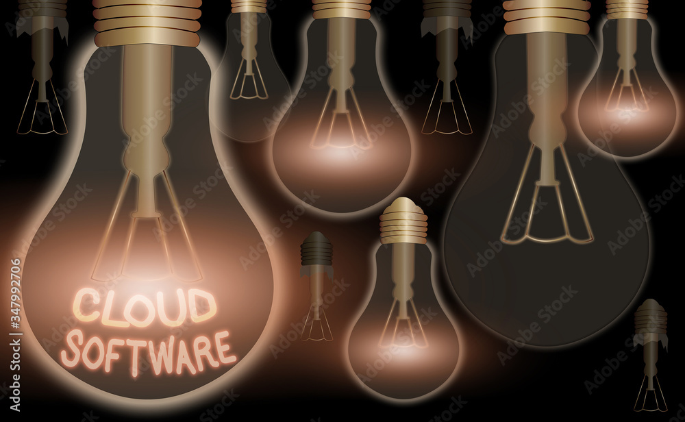Poster handwriting text writing cloud software. conceptual photo programs used in storing accessing data ov