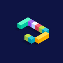 Fototapeta na wymiar Letter J Isometric colorful cubes 3d design, three-dimensional letter vector illustration isolated