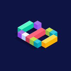 Number 6 Isometric colorful cubes 3d design, three-dimensional letter vector illustration isolated