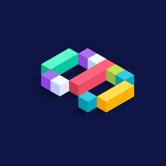 Number 9 Isometric colorful cubes 3d design, three-dimensional letter vector illustration