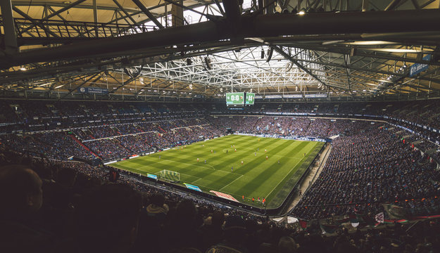 Veltins Arena, FC Schalke home stadium, during the  last matches of football season. Gelsenkirchen, Germany - May 2019.