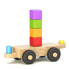 Wooden train font Letter I 3D