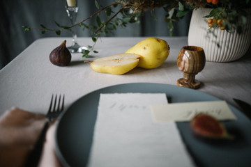 blue plate with craft paper