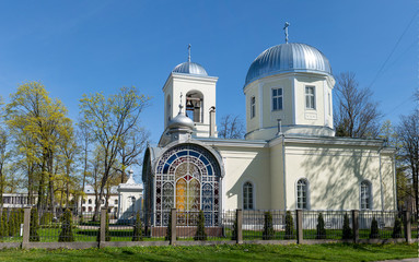 Orthodox Church of the Birth of Holy Jesus’ Mother Rezekne, Latvia. Sunny Spring Day.