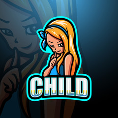 Child girl mascot esport logo design